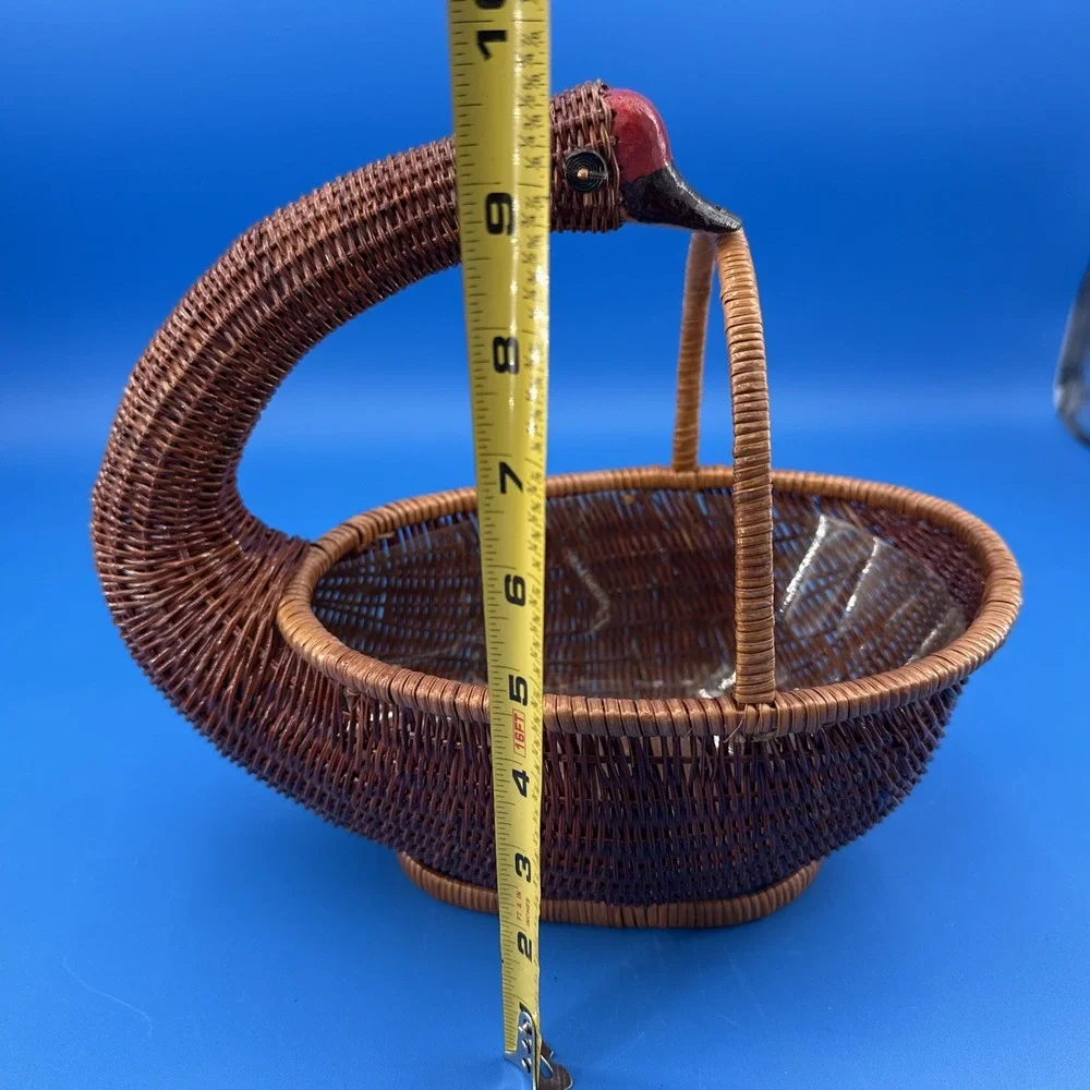 Vtg (2) Wicker Goose Duck Basket storage Country Farmhouse Primitive Planter